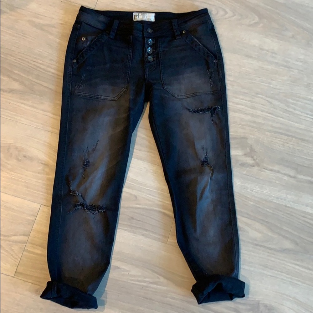 Free People Black Distressed Jeans